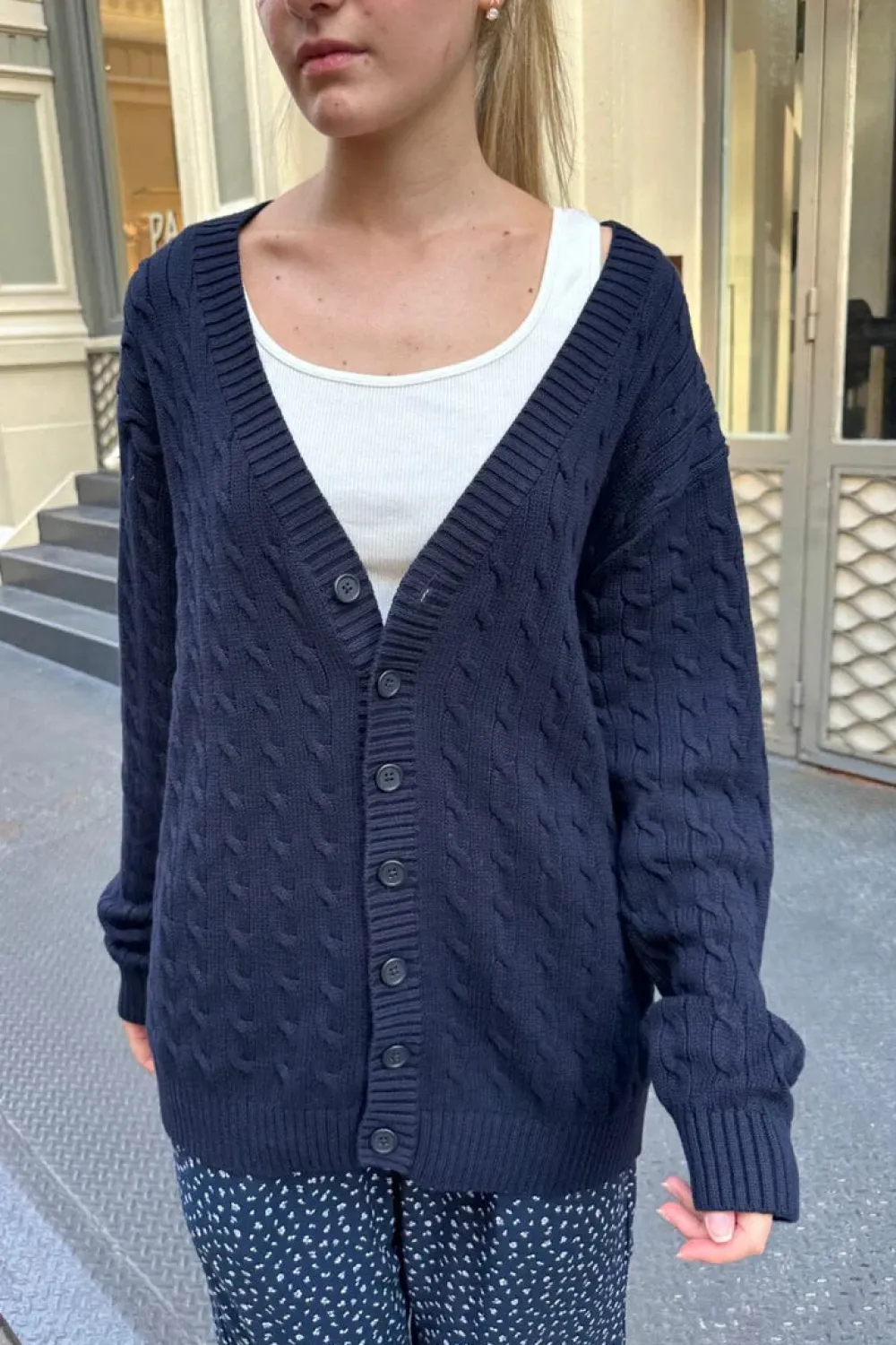 Online Amber Cotton Cable Knit Cardigan Cardigans|Cotton