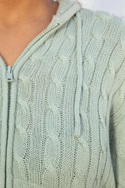 Outlet Ayla Cable Knit Zip-Up Sweater Cotton