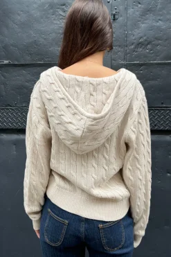 Outlet Ayla Cable Knit Zip-Up Sweater Cotton