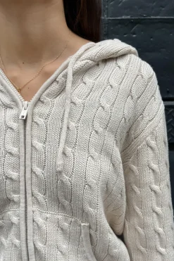 Outlet Ayla Cable Knit Zip-Up Sweater Cotton