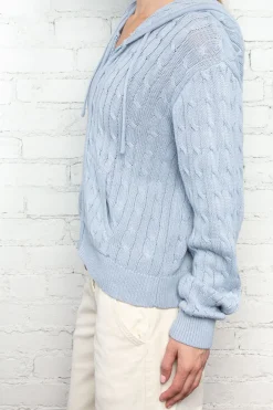 Outlet Ayla Cable Knit Zip-Up Sweater Cotton