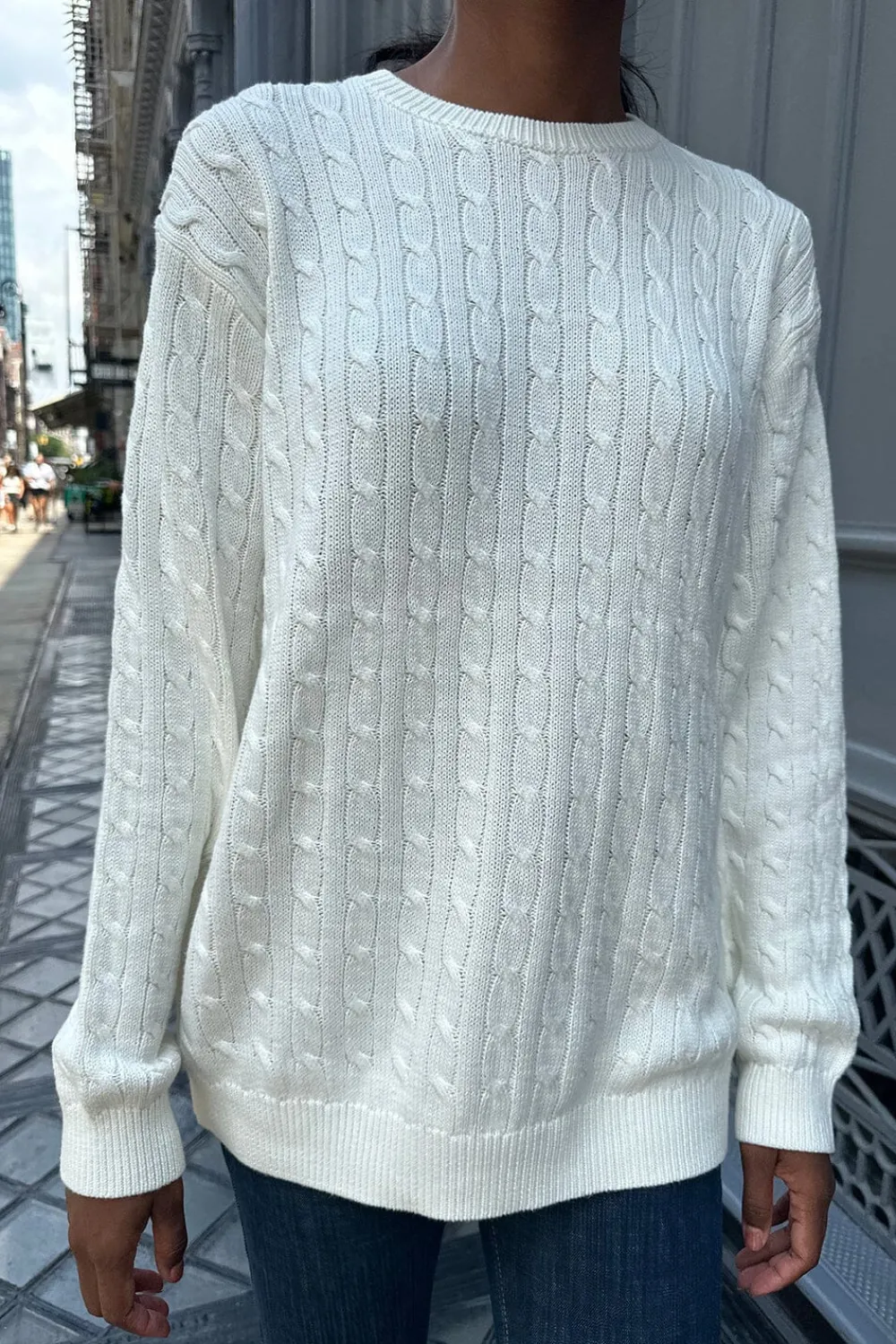 Brianna Cotton Cable Knit Sweater Cotton
