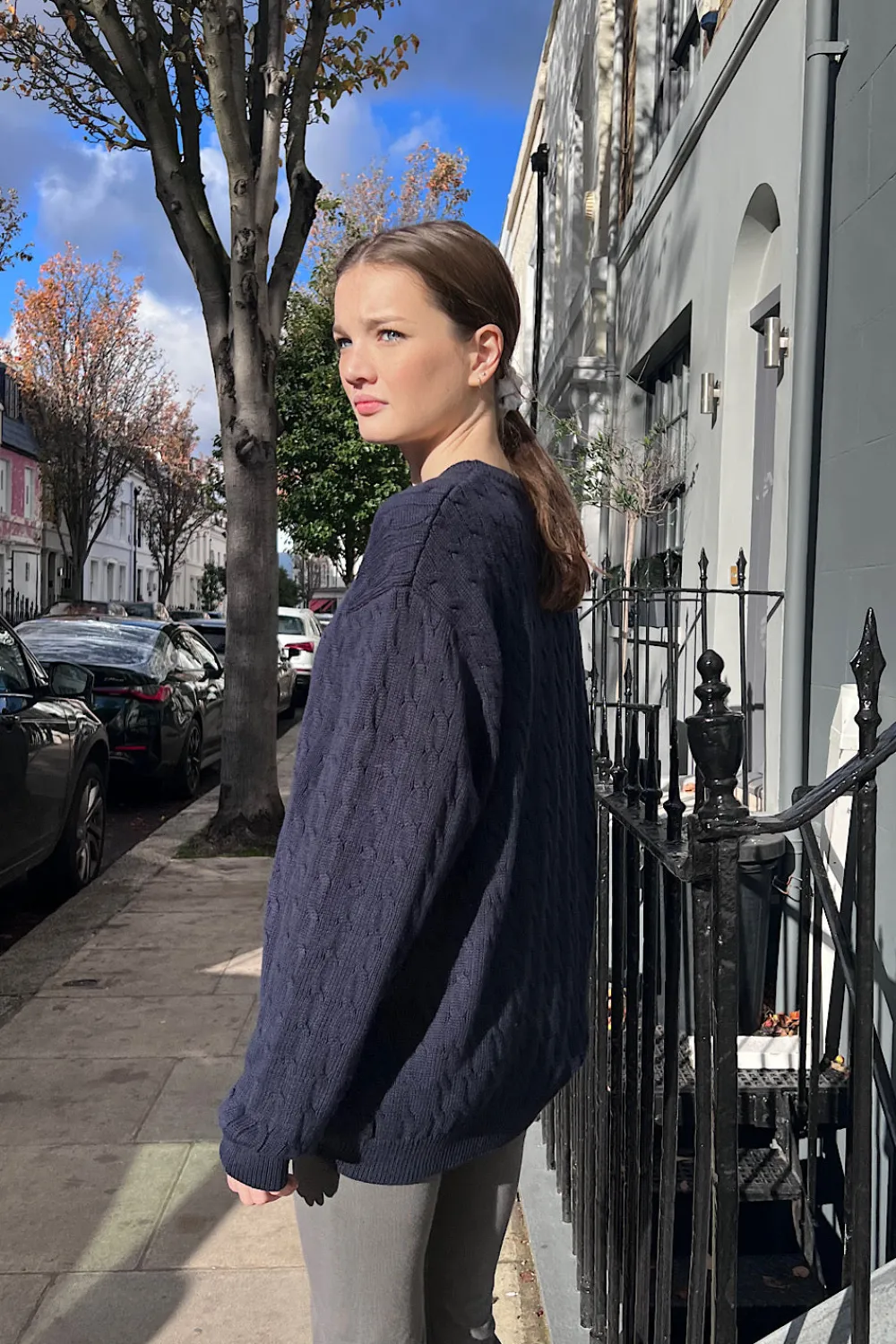 Brianna Cotton Cable Knit Sweater Cotton