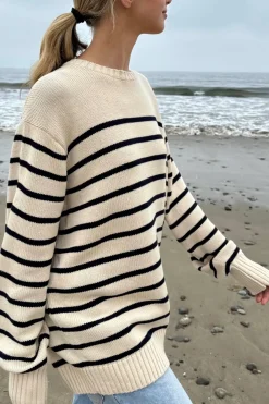 Clearance Brianna Cotton Thin Stripe Sweater Stripes|Cotton