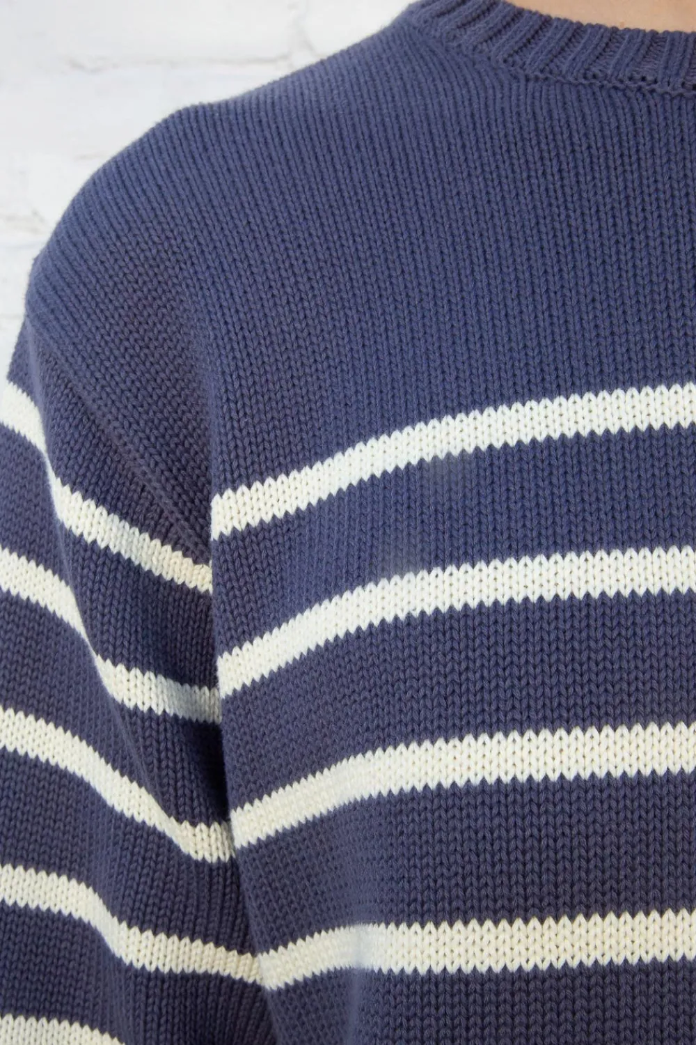 Clearance Brianna Cotton Thin Stripe Sweater Stripes|Cotton