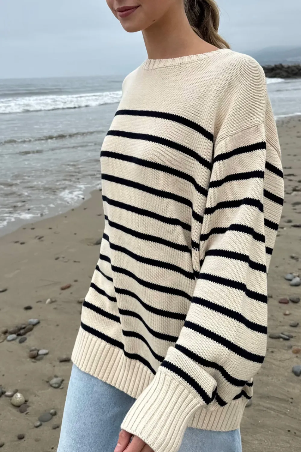 Clearance Brianna Cotton Thin Stripe Sweater Stripes|Cotton