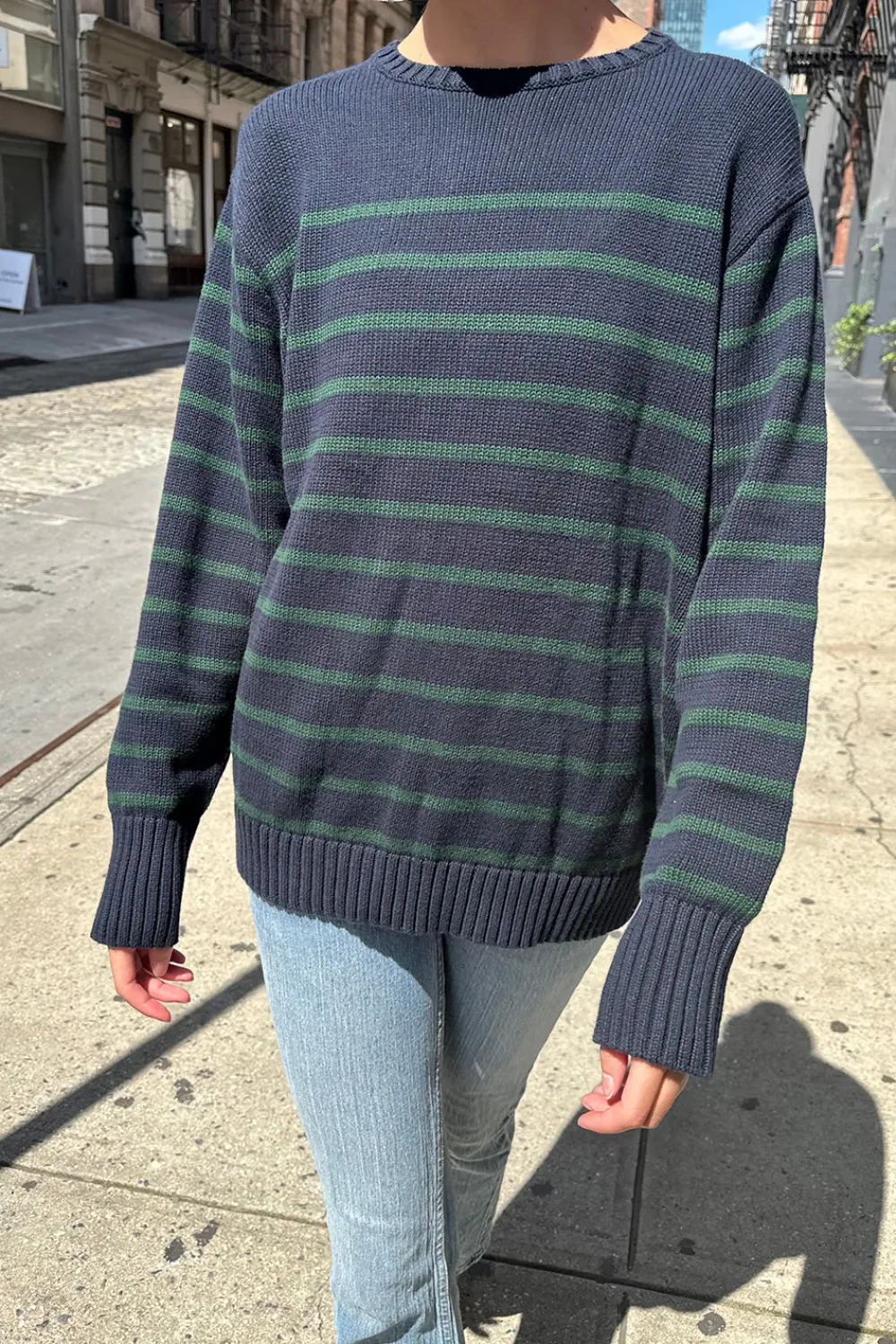 Clearance Brianna Cotton Thin Stripe Sweater Stripes|Cotton