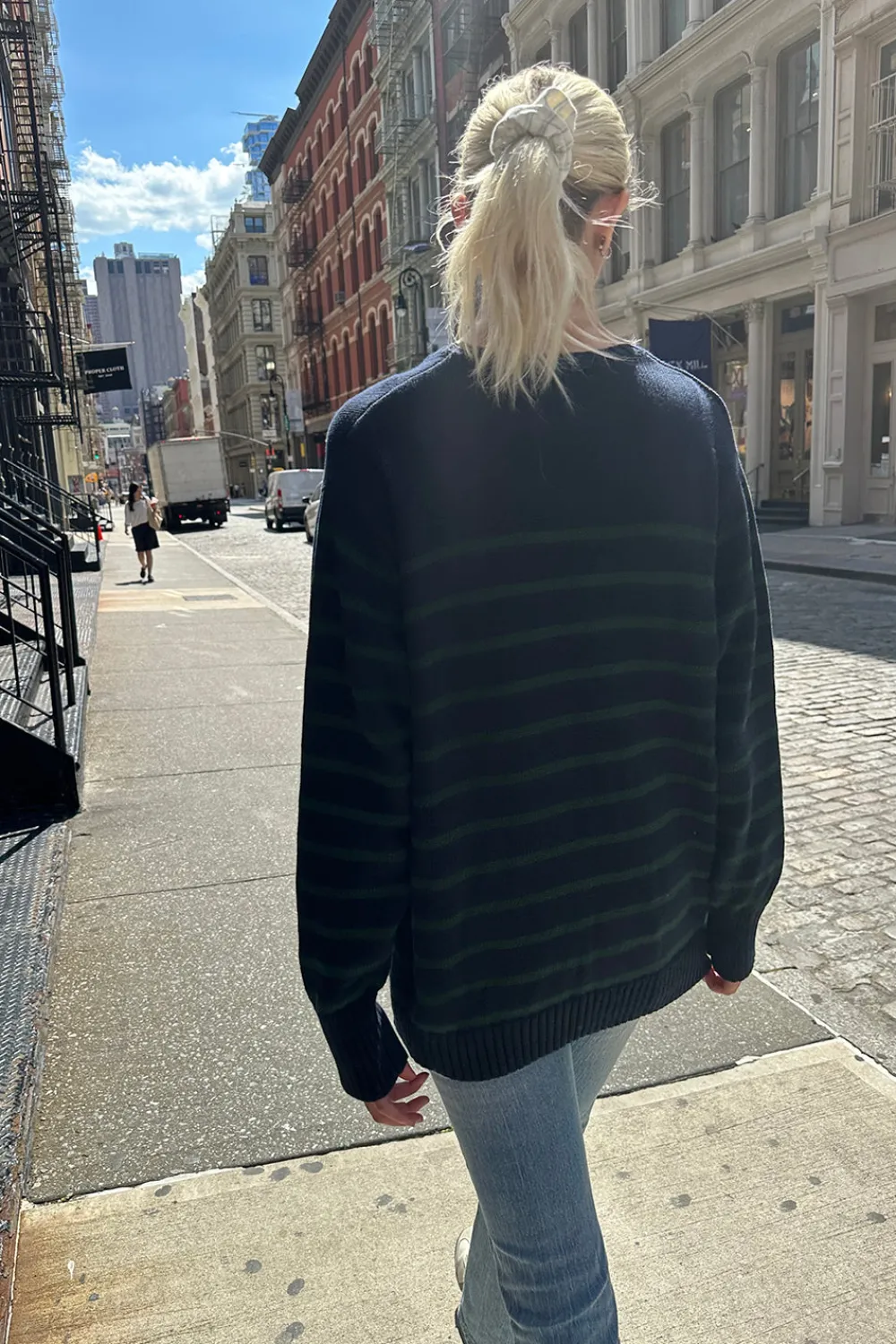 Clearance Brianna Cotton Thin Stripe Sweater Stripes|Cotton