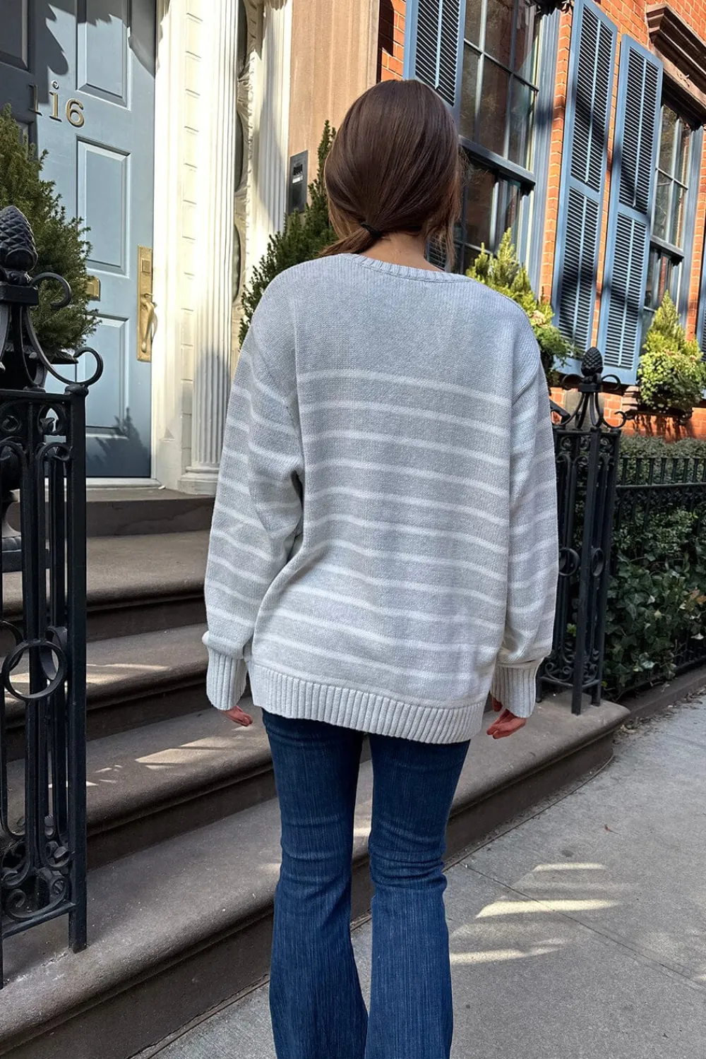 Brianna Thin Stripe Cotton Sweater Cotton