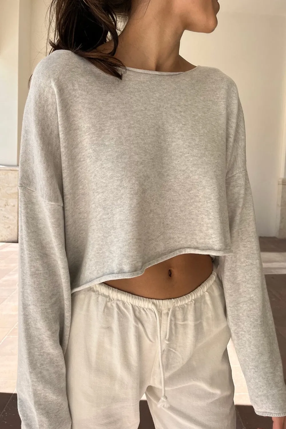 Hot Cameron Cropped Sweater Long Sleeves|Cotton