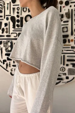 Hot Cameron Cropped Sweater Long Sleeves|Cotton