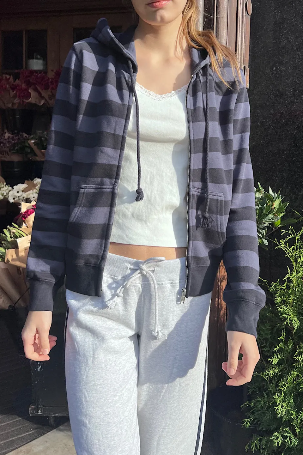 Hot Christy Striped Hoodie Sweatpants & Sweatshirts