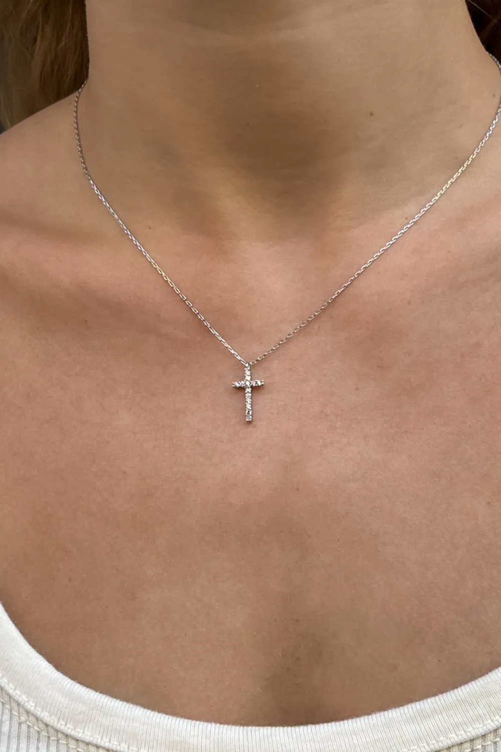 Clearance Copper Faux Rhinestone Cross Necklace Jewelry