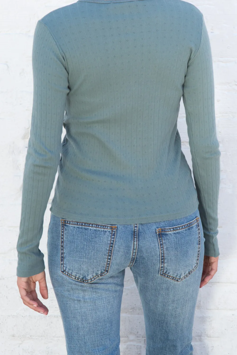 Discount Leah Eyelet Top Long Sleeves