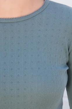 Discount Leah Eyelet Top Long Sleeves