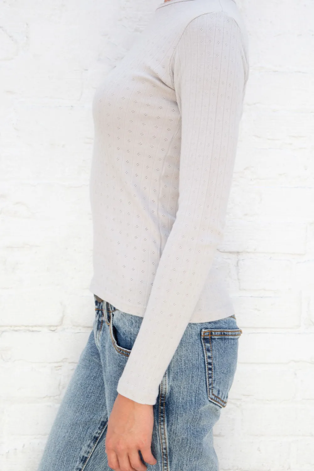 Discount Leah Eyelet Top Long Sleeves