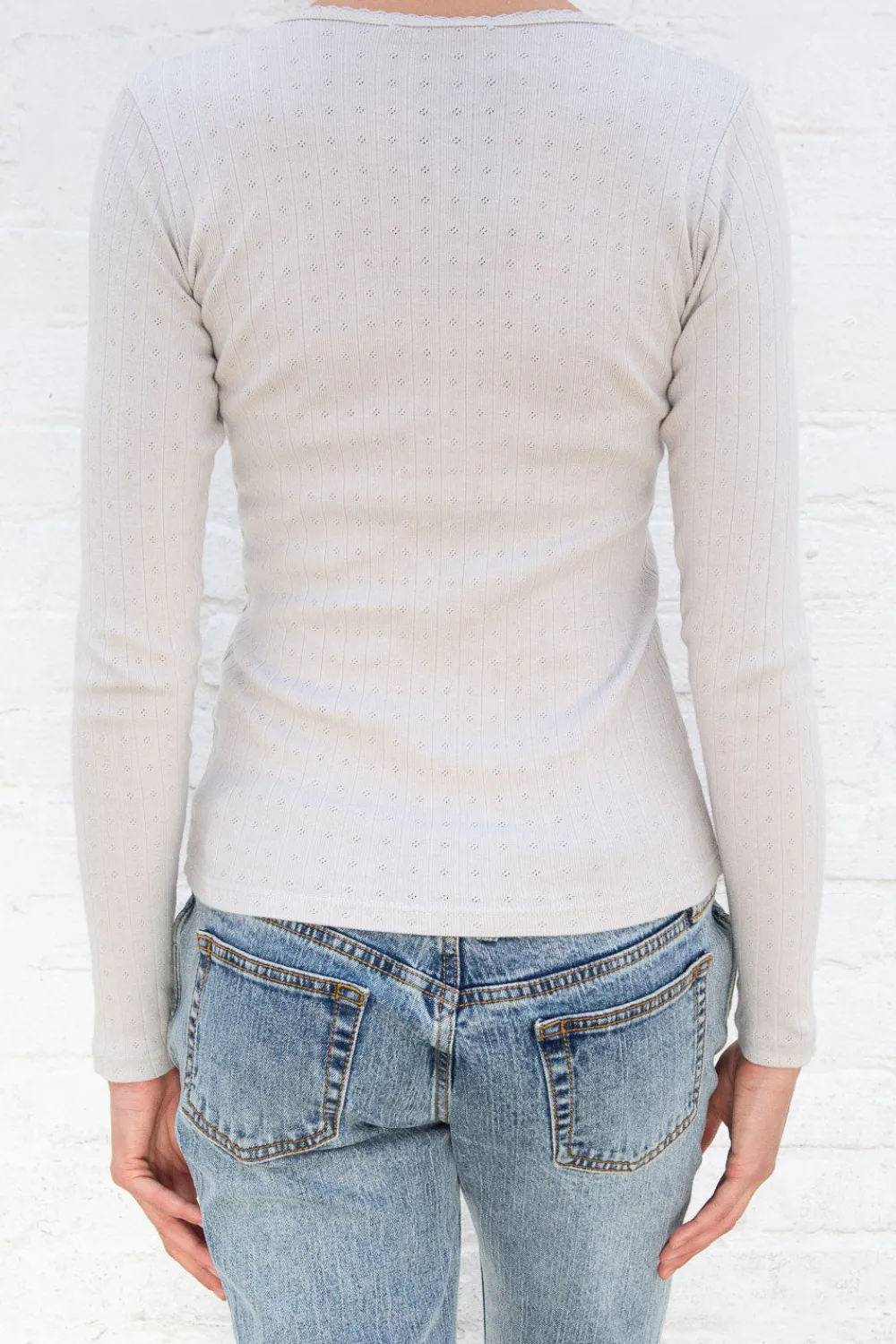 Discount Leah Eyelet Top Long Sleeves