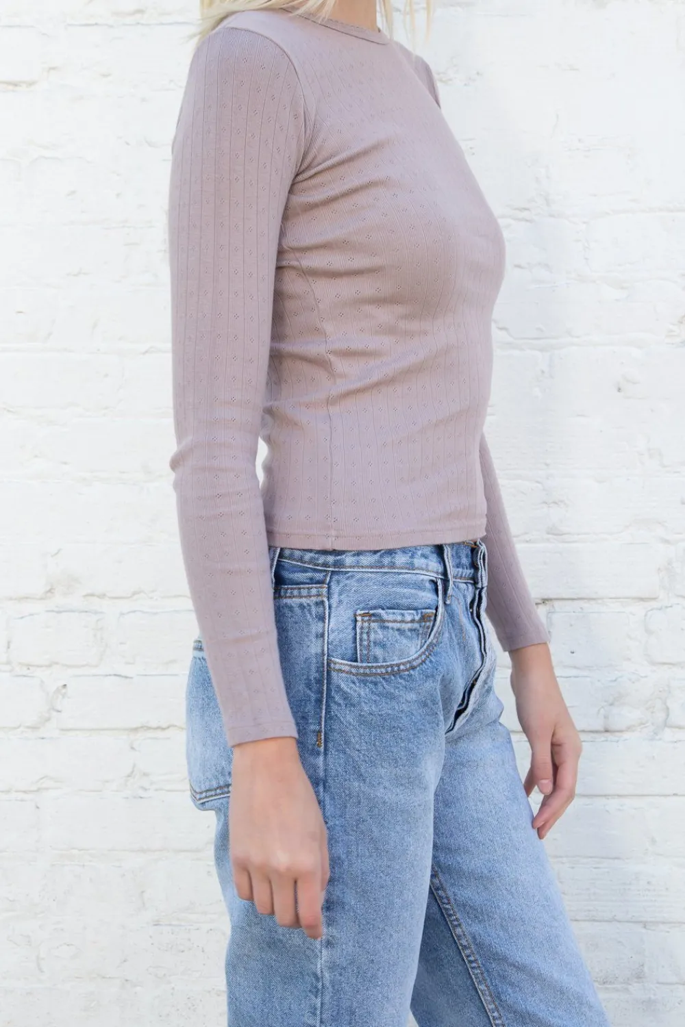 Discount Leah Eyelet Top Long Sleeves
