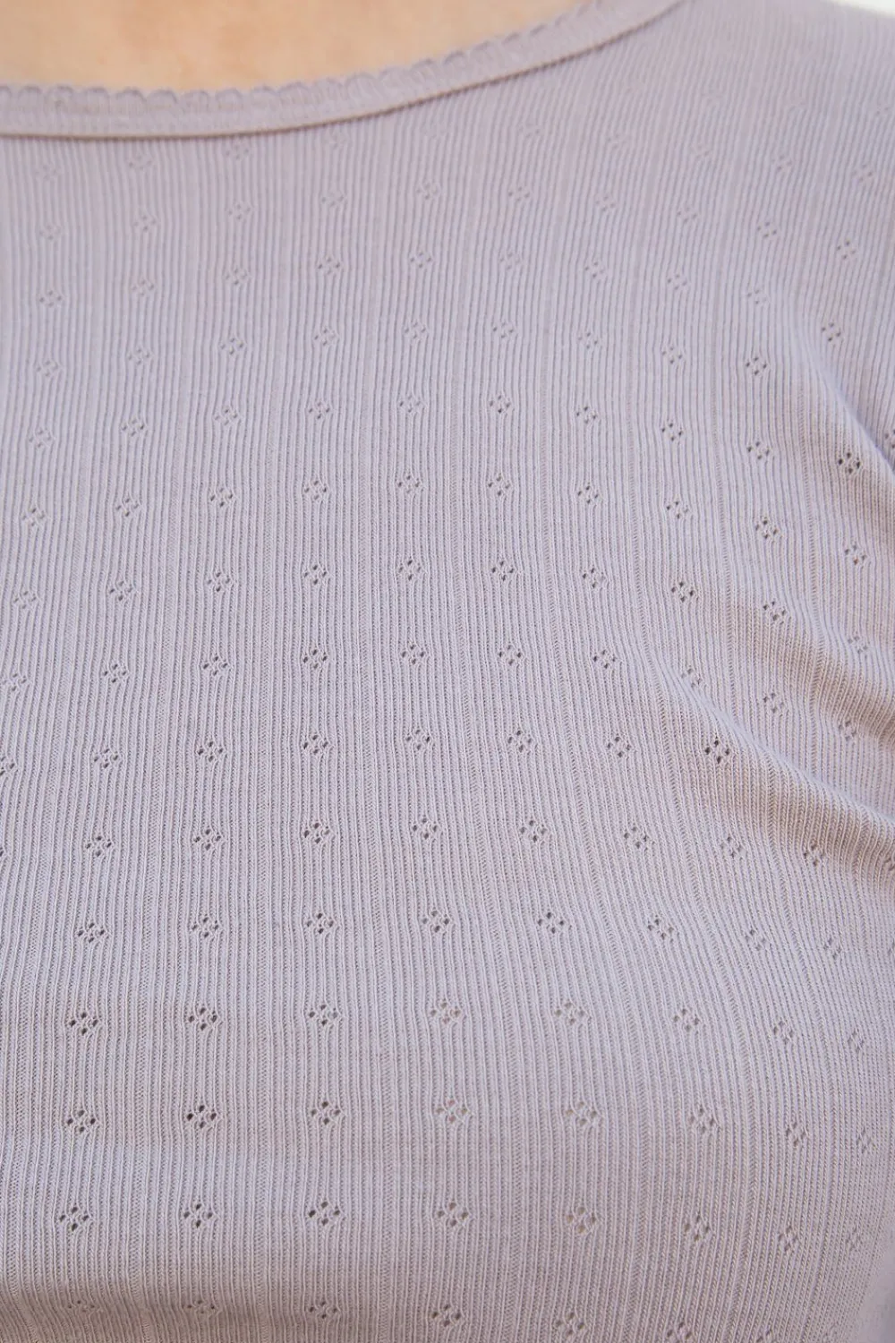 Discount Leah Eyelet Top Long Sleeves